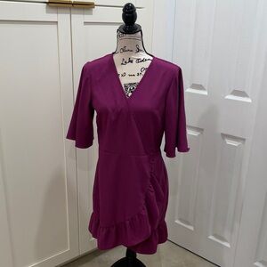 Topshop Fuschia Mini Wrap Dress